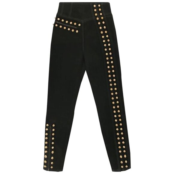 Gucci Women's Black Embellished High-Rise Studded Skinny Jeans Size 25 - Picture 3 of 13